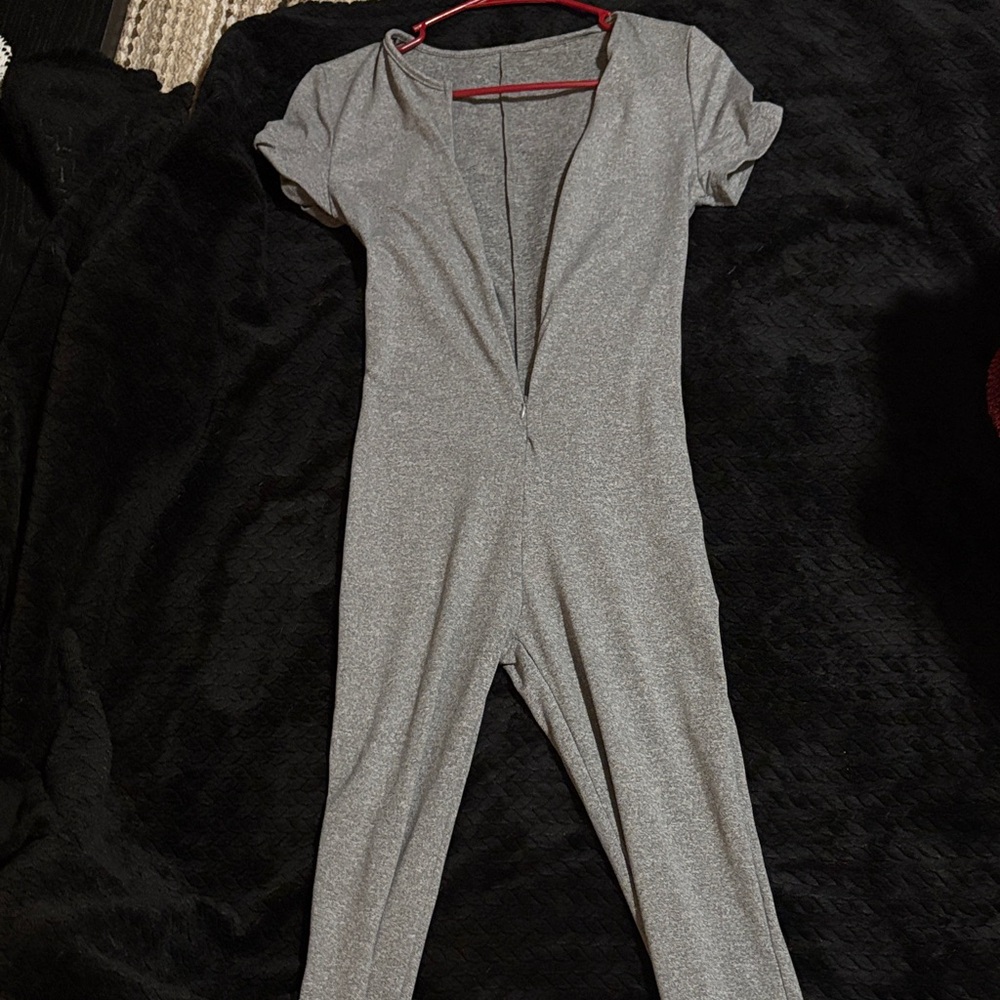 Gray Short Sleeve Jumpsuit